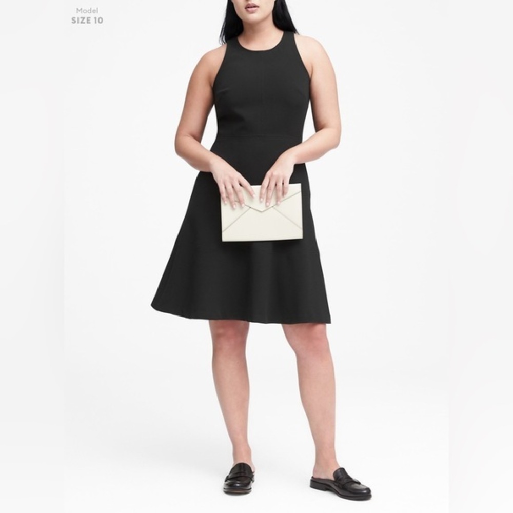 New Banana Republic Black Stretch Racerback Fit & Flare Work Attire Dress size 4